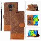 For Xiaomi Redmi Note 9 4G Splicing Leather Phone Case(Brown) - 1