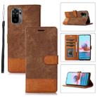 For Xiaomi Redmi Note 10 4G Splicing Leather Phone Case(Brown) - 1