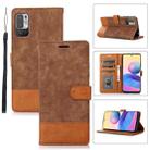 For Xiaomi Redmi Note 10 5G Splicing Leather Phone Case(Brown) - 1