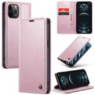 For iPhone 12 Pro Max CaseMe 003 Crazy Horse Texture Leather Phone Case(Rose Gold) - 1