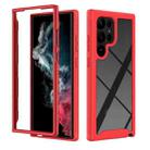 For Samsung Galaxy S23 Ultra 5G Two-layer Integrated Transparent TPU + PC Protective Phone Case(Red) - 1