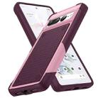 For Google Pixel 7 Pro 5G PC + TPU Shockproof Protective Phone Case(Pink+Dark Red) - 1