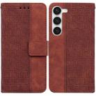 For Samsung Galaxy S23 5G Geometric Embossed Flip Leather Phone Case(Brown) - 1