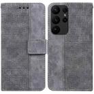 For Samsung Galaxy S23 Ultra 5G Geometric Embossed Flip Leather Phone Case(Grey) - 1