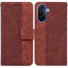 For Huawei nova Y70 Plus Geometric Embossed Flip Leather Phone Case(Brown) - 1