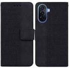 For Huawei nova Y70 Plus Geometric Embossed Flip Leather Phone Case(Black) - 1