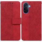 For Huawei nova Y70 Plus Geometric Embossed Flip Leather Phone Case(Red) - 1