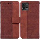 For Motorola Moto G72 Geometric Embossed Flip Leather Phone Case(Brown) - 1