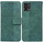 For Motorola Moto G72 Geometric Embossed Flip Leather Phone Case(Green) - 1