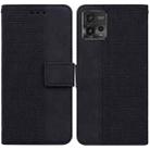 For Motorola Moto G72 Geometric Embossed Flip Leather Phone Case(Black) - 1