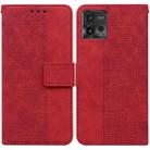 For Motorola Moto G72 Geometric Embossed Flip Leather Phone Case(Red) - 1