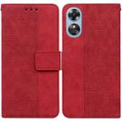 For OPPO A17 Geometric Embossed Flip Leather Phone Case(Red) - 1