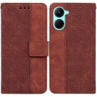 For Realme C33 Geometric Embossed Flip Leather Phone Case(Brown) - 1