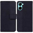 For Realme C33 Geometric Embossed Flip Leather Phone Case(Black) - 1