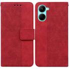 For Realme C33 Geometric Embossed Flip Leather Phone Case(Red) - 1