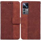 For Xiaomi 12T Pro Geometric Embossed Flip Leather Phone Case(Brown) - 1