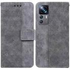 For Xiaomi 12T Pro Geometric Embossed Flip Leather Phone Case(Grey) - 1