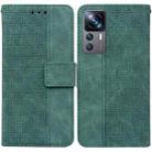 For Xiaomi 12T Pro Geometric Embossed Flip Leather Phone Case(Green) - 1