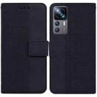 For Xiaomi 12T Pro Geometric Embossed Flip Leather Phone Case(Black) - 1