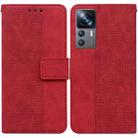 For Xiaomi 12T Pro Geometric Embossed Flip Leather Phone Case(Red) - 1