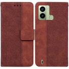 For Tecno Pop 6 Fingerprint Geometric Embossed Flip Leather Phone Case(Brown) - 1