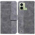 For Tecno Pop 6 Fingerprint Geometric Embossed Flip Leather Phone Case(Grey) - 1
