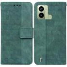 For Tecno Pop 6 Fingerprint Geometric Embossed Flip Leather Phone Case(Green) - 1