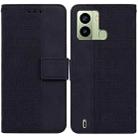 For Tecno Pop 6 Fingerprint Geometric Embossed Flip Leather Phone Case(Black) - 1