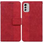 For Nokia G60 Geometric Embossed Flip Leather Phone Case(Red) - 1