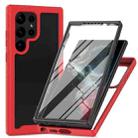 For Samsung Galaxy S23 Ultra 5G Two-layer Integrated Transparent TPU + PC + PET Protective Phone Case(Red) - 1