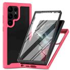 For Samsung Galaxy S23 Ultra 5G Two-layer Integrated Transparent TPU + PC + PET Protective Phone Case(Rose Red) - 1