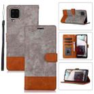 For Samsung Galaxy A12 Splicing Leather Phone Case(Grey) - 1
