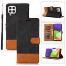 For Samsung Galaxy A22 4G Splicing Leather Phone Case(Black) - 1