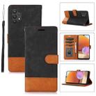 For Samsung Galaxy A32 4G Splicing Leather Phone Case(Black) - 1