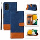 For Samsung Galaxy A13 4G Splicing Leather Phone Case(Dark Blue) - 1