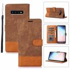 For Samsung Galaxy S10+ Splicing Leather Phone Case(Brown) - 1