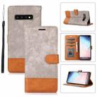 For Samsung Galaxy S10+ Splicing Leather Phone Case(Grey) - 1