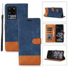 For Samsung Galaxy S20 Ultra Splicing Leather Phone Case(Dark Blue) - 1