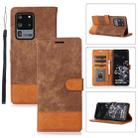 For Samsung Galaxy S20 Ultra Splicing Leather Phone Case(Brown) - 1