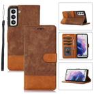 For Samsung Galaxy S21 5G Splicing Leather Phone Case(Brown) - 1