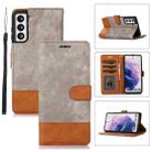 For Samsung Galaxy S21 5G Splicing Leather Phone Case(Grey) - 1
