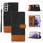 For Samsung Galaxy S21+ 5G Splicing Leather Phone Case(Black) - 1