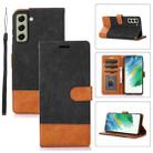 For Samsung Galaxy S21 FE 5G Splicing Leather Phone Case(Black) - 1