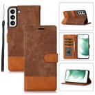 For Samsung Galaxy S22+ 5G Splicing Leather Phone Case(Brown) - 1