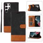 For Samsung Galaxy S22 Ultra 5G Splicing Leather Phone Case(Black) - 1