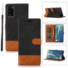 For Samsung Galaxy Note20 Splicing Leather Phone Case(Black) - 1
