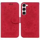 For Samsung Galaxy S23 5G Butterfly Rose Embossed Leather Phone Case(Red) - 1