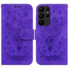 For Samsung Galaxy S23 Ultra 5G Butterfly Rose Embossed Leather Phone Case(Purple) - 1