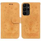 For Samsung Galaxy S23 Ultra 5G Butterfly Rose Embossed Leather Phone Case(Yellow) - 1