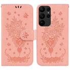 For Samsung Galaxy S23 Ultra 5G Butterfly Rose Embossed Leather Phone Case(Pink) - 1